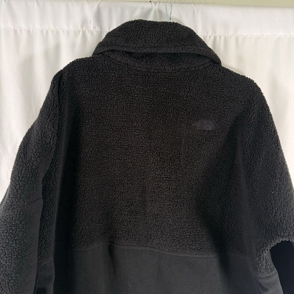 North Face Fleece Jacket Women's Large Black 1/4 Zip Mock Neck Pockets Sherpa - Picture 10 of 12